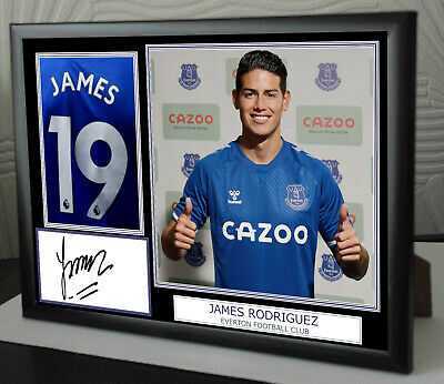 JAMES RODRIGUEZ EVERTON FC Framed Canvas Print Signed  Great Gift