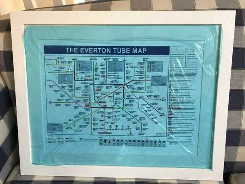 Everton Football Club Tube (Underground) Map - A4 Print in White Frame