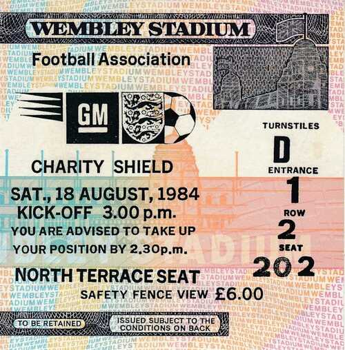 TICKET: FA CHARITY SHIELD 1984 Liverpool v Everton – EXCELLENT