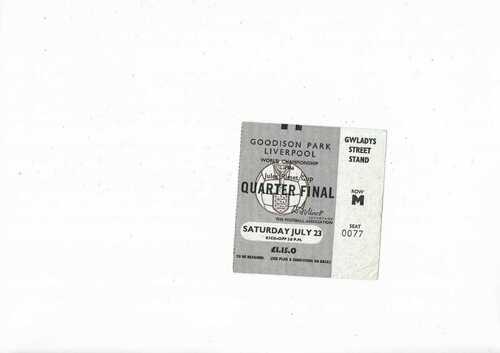 Ticket 1966 World Cup Quarter Final 23/7/1966 Portugal v North Korea @ Everton