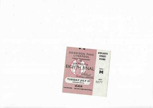 Ticket 1966 World Cup 19/7/1966 Portugal v Brazil @ Everton