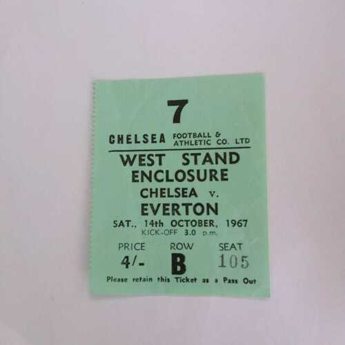 TICKET 1967/68 CHELSEA v EVERTON