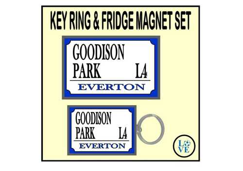 Everton Goodison Park Key Ring and Fridge Magnet Gift Set Football Gift Set