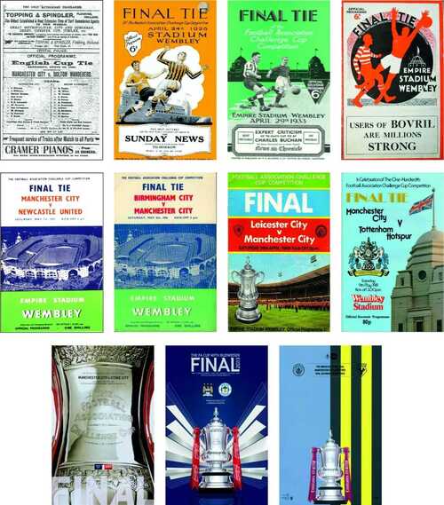 MANCHESTER CITY FA CUP FINAL PROGRAMME COVER FRIDGE MAGNETS 70mm x 45mm