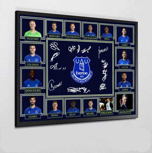 Everton FC 2020-21 Squad Football Club Signed Tribute Framed Great Gift 12×8