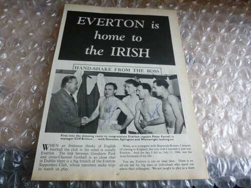 Signed Tommy Eglington Everton Republic of Ireland also Cliff Britton and Farrell