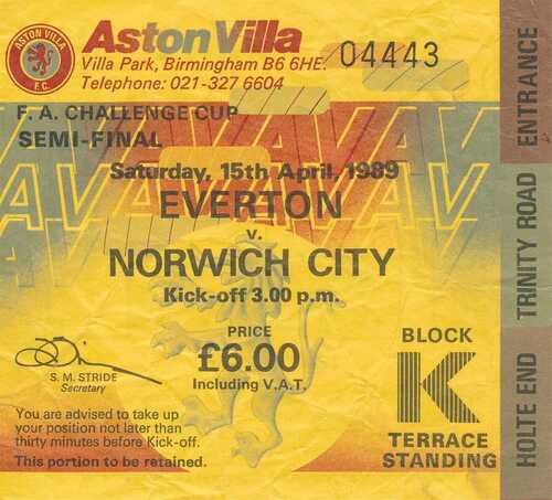 TICKET: FA CUP SEMI FINAL 1989 Everton v Norwich City #1