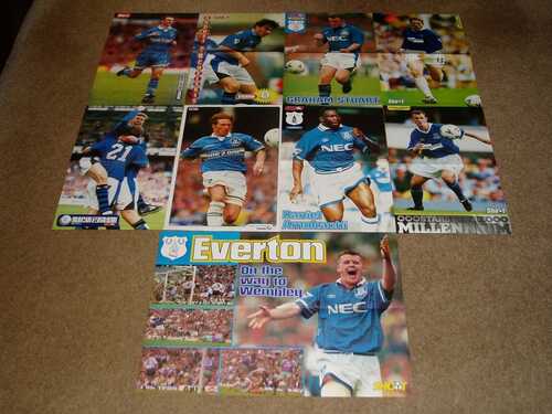 EVERTON FC  -  9 Shoot magazine Player Posters [Stuart Barmby Amokachi]