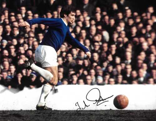 john hurst everton in action against tottenham hotspur signed 10x8 photo