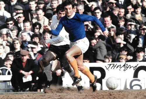 jimmy husband everton in action against spurs 1971 signed 12x8 photo