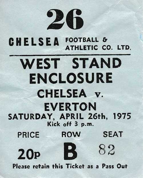 TICKET: Chelsea v Everton 1974/1975