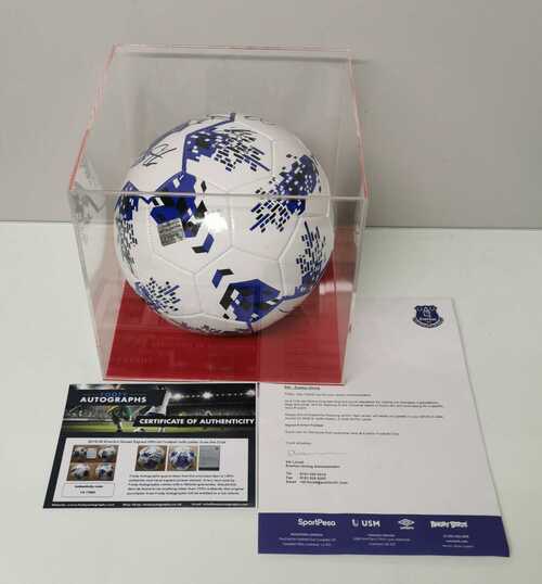 2019-2020 EVERTON SQUAD SIGNED FOOTBALL WITH CASE, LETTER FROM CLUB and COA