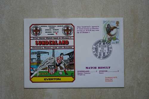 SUNDERLAND 1ST MATCH BACK IN DIV 1 V Everton 1980 Dawn Football Cover FDC