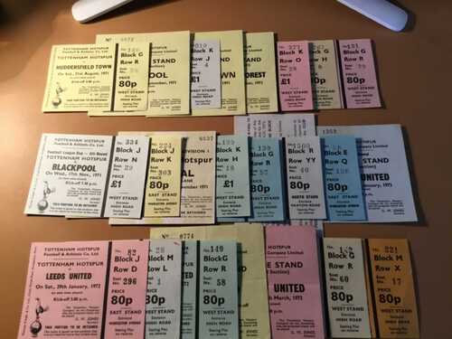 71/2 TICKETS Tottenham Spurs (listed individually) 1971/1972