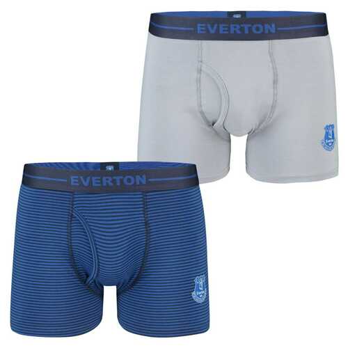Everton FC Men's Boxer Shorts Gift Twin Set - Navy/Grey - New