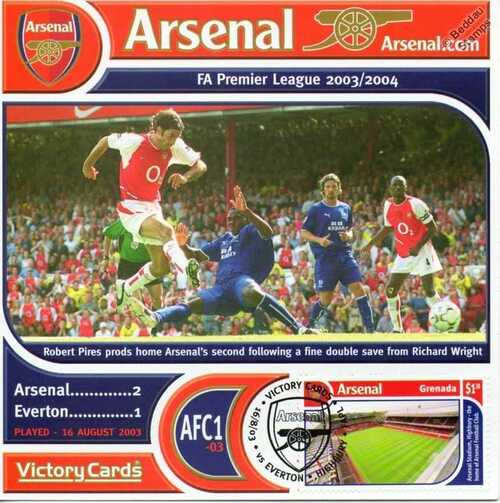 Arsenal 2003-04 Everton (Robert Pires) Football Stamp Victory Card #301