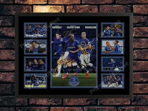 EVERTON FC 2020/21 SIGNED RICHARLISON RODRIGUEZ FOOTBALL A4 PHOTO PRINT