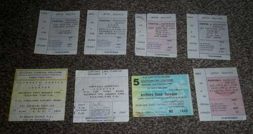 8 x Ticket Stubs 1980s Everton