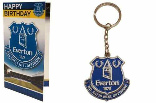 Everton Football Club Official Crest Birthday Card and Metal Keyring New