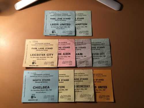 66/7 TICKETS Tottenham Spurs (listed individually) 1966/1967