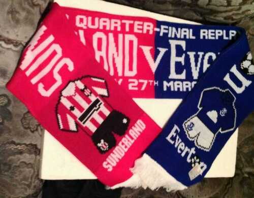 Sunderland AFC v Everton FC 2012 knitted JACQUARD SCARF - POSTFREE to UK