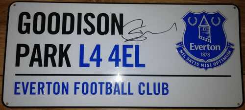 TIM CAHILL HAND SIGNED STREET SIGN GOODISON ROAD EVERTON