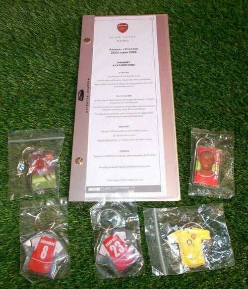 Arsenal vs Everton Emirates Stadium Match Day Menu Board 2006 + Keyrings