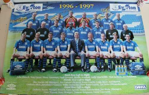 Rare Large Vintage EVERTON F.C 1996 - 1997 Football Team Squad Poster 39