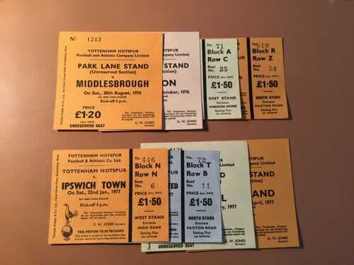 76/7 TICKETS Tottenham Spurs (listed individually) 1976/1977