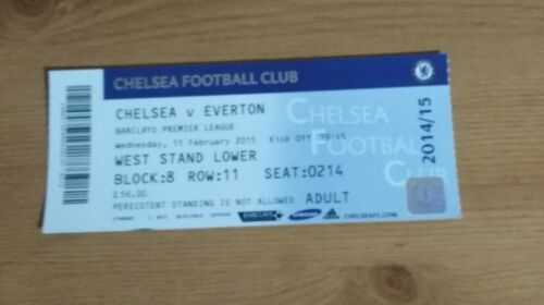 Ticket : 2014/2015 Premier League 11/2/2015 Chelsea v Everton .. Excellent