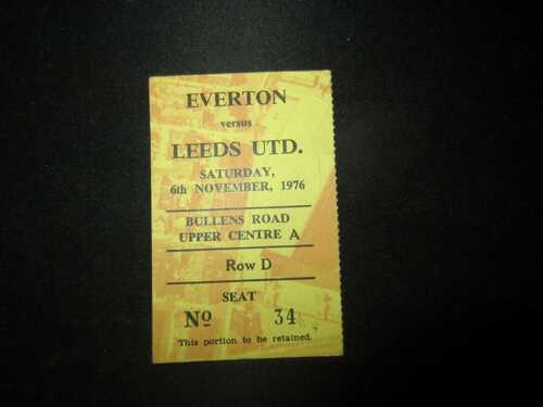 1976-77   EVERTON v LEEDS UNITED    TICKET STUB