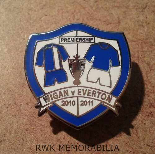 WIGAN ATHLETIC v EVERTON 2010/2011 ENAMEL BADGE