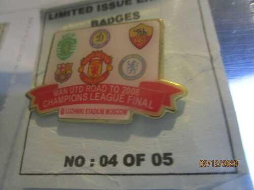 MANCHESTER UNITED ROAD 2 2008 CL FINAL LIMITED EDITION BADGE KIEV ROMA CHELSEA