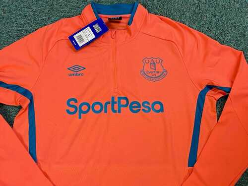 EVERTON 1/2 ZIP TRAINING TOP  2019-CORAL - CELESTRIAL BLUE XL  BRAND NEW