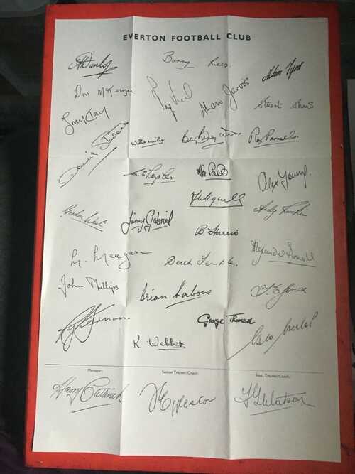 OFFICIAL Printed Autograph sheet – 1960’s Everton