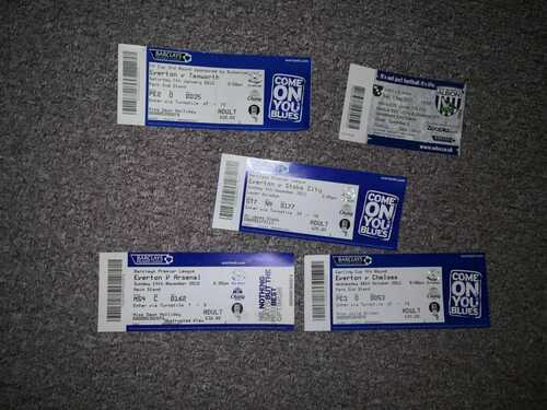 Everton Tickets - various 5 in total