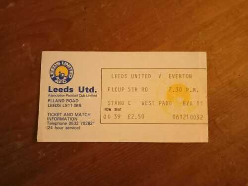 LEEDS UTD V EVERTON LEAGUE CUP 5TH ROUND MATCH SEAT TICKET 1978