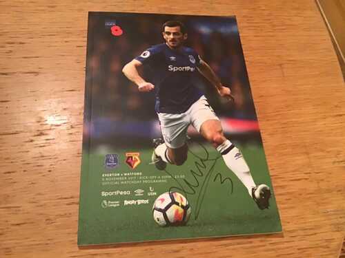 Everton v Watford signed programme Leighton Baines