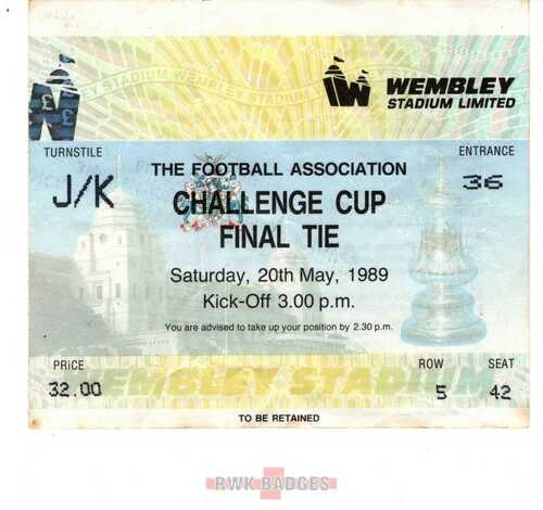 1989 LIVERPOOL v EVERTON FA CUP FINAL MATCH TICKET