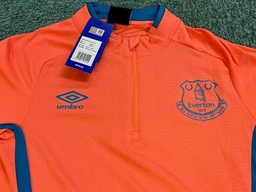 EVERTON 1/2 ZIP TRAINING TOP  2019-CORAL - CELESTRIAL BLUE SMALL-  NO SPONSOR