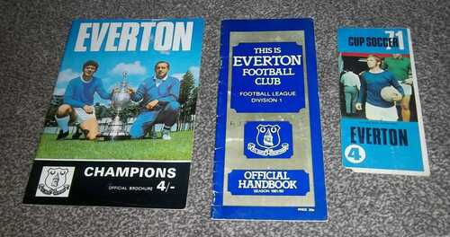 3 x Everton Champions Brochure 1970,71 Cup Soccer and 1981-82 Handbook