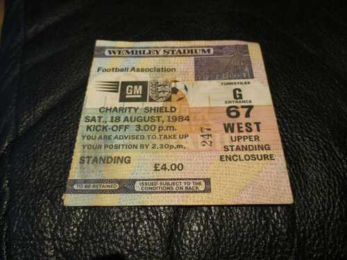 everton v liverpool 18/8/1984 community / charity shield ticket stub