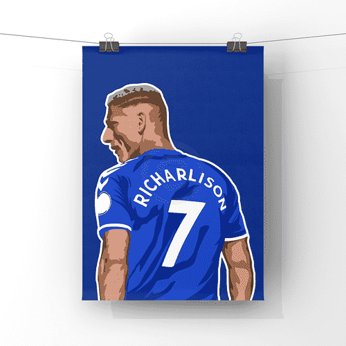 Everton FC Richarlison A4 PRINT Handmade Hand Drawn Free Postage