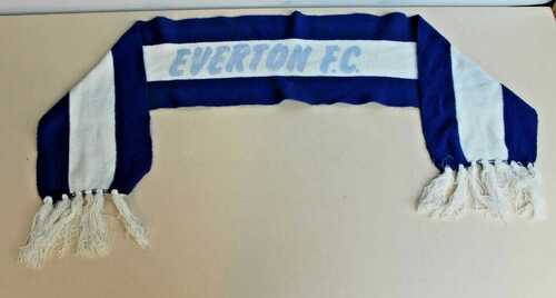 Rare Old Unique Vintage EVERTON F.C Blue White Football Scarf 47