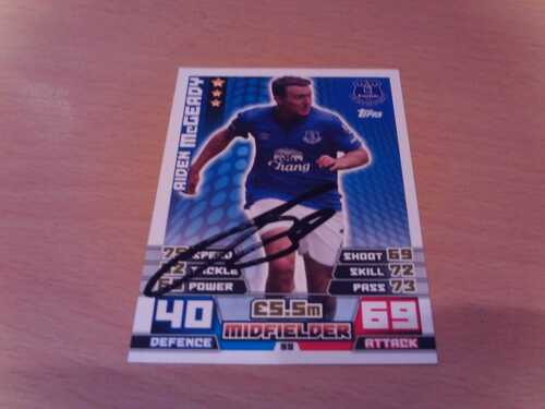 signed everton match attax card of aiden mcGeady