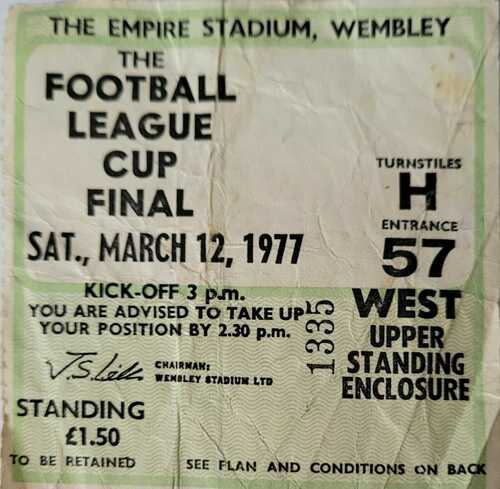 Aston Villa v Everton League Cup Final Match Ticket 1977