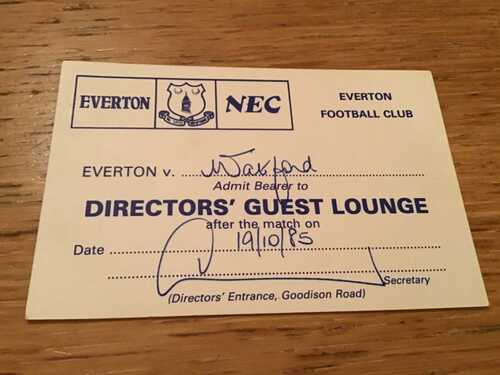 RARE EVERTON V WATFORD 1985/86 DIRECTORS LOUNGE TICKET