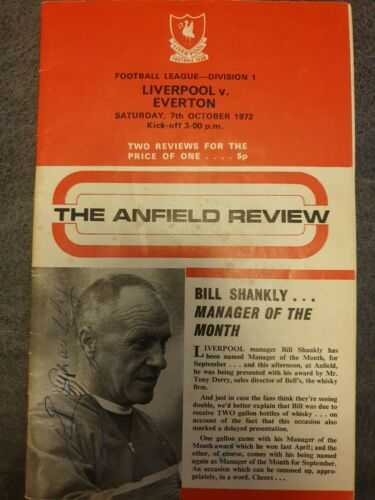 Liverpool v Everton Programme 1972/73 Signed By Bill Shankly