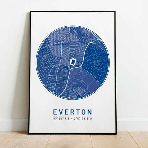 Everton Goodison Park Map Poster Photo Art Print Everton Memorabilia