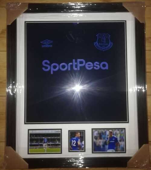 FRAMED HAND SIGNED LUCAS DIGNE EVERTON SHIRT